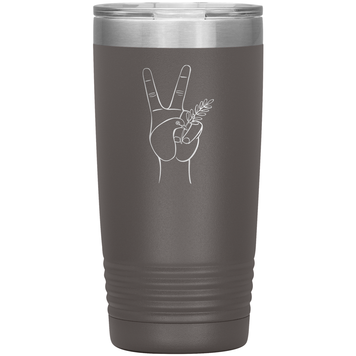 Dove hand peace symbol 20 oz stainless steel Vacuum insulated hot and cold beverage Tumbler