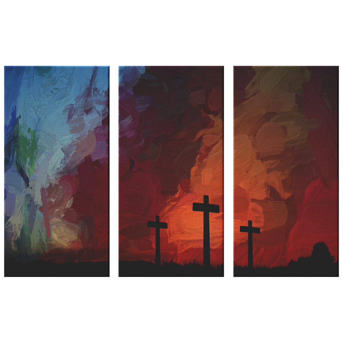 The three crosses - 3 Piece Canvas wall art