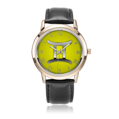 Zodiac Gemini design genuine Leather 32mm / 38mm automatic water resistant Quartz wrist watch
