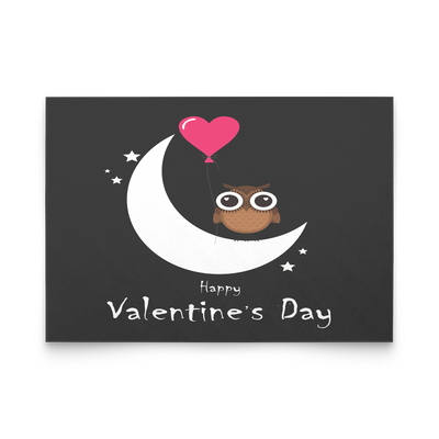 Happy Valentine's day owl - Flat Greeting Card (Pack of 10/30/50 pcs)