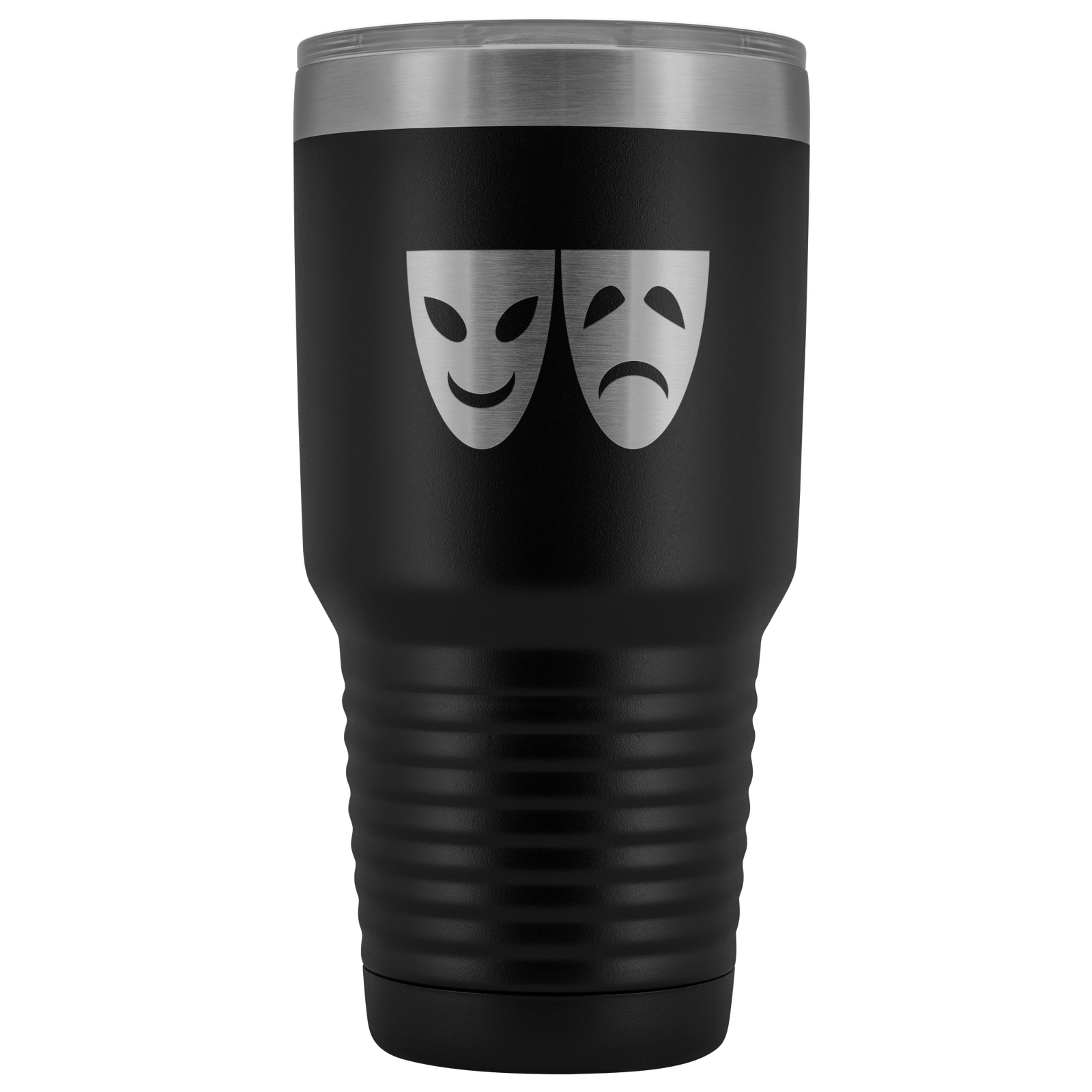 Happy and Sad Face Masks stainless steel vacuum insulated hot and cold beverage container