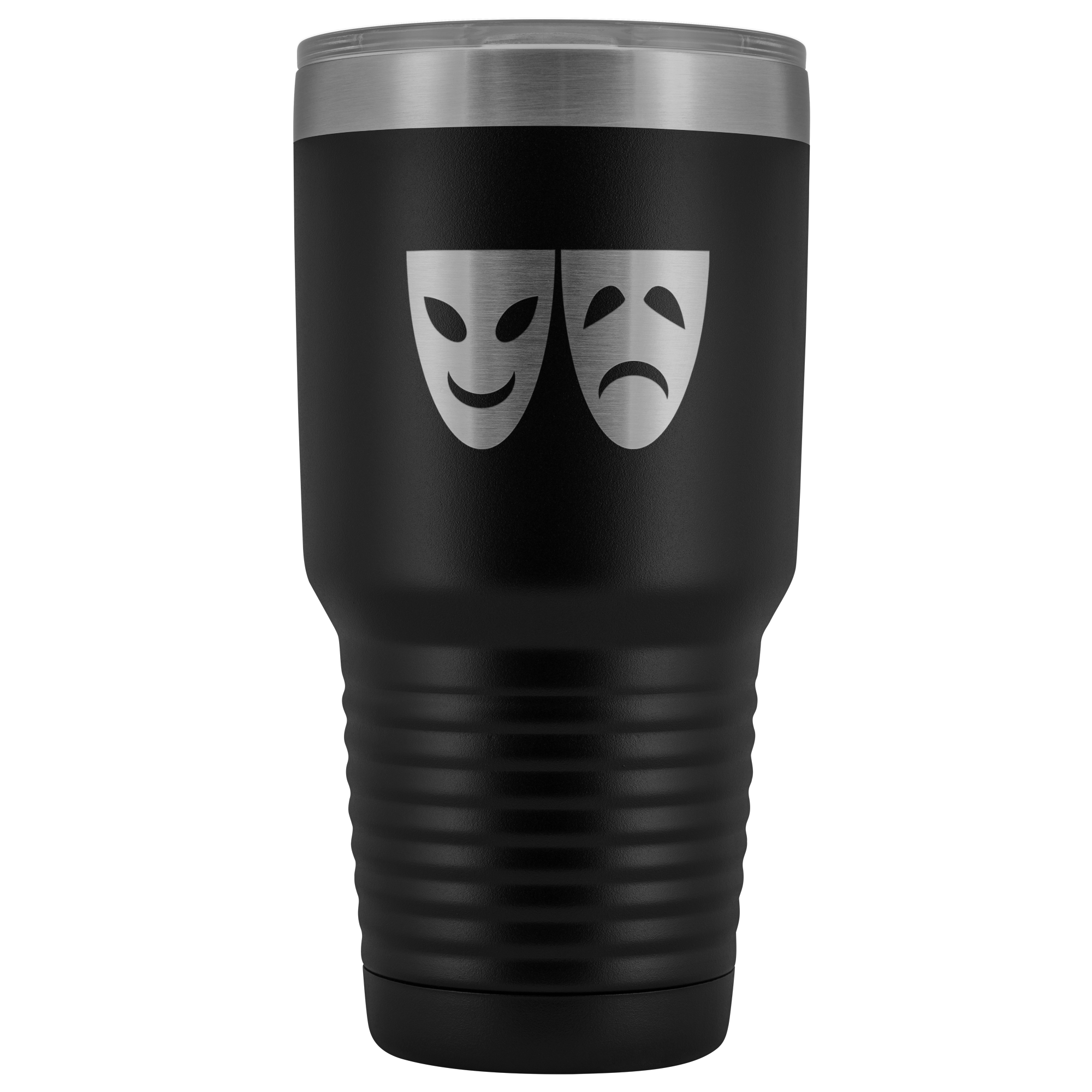 Happy and Sad Face Masks stainless steel vacuum insulated hot and cold beverage container