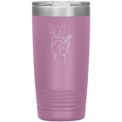 Dove hand peace symbol 20 oz stainless steel Vacuum insulated hot and cold beverage Tumbler