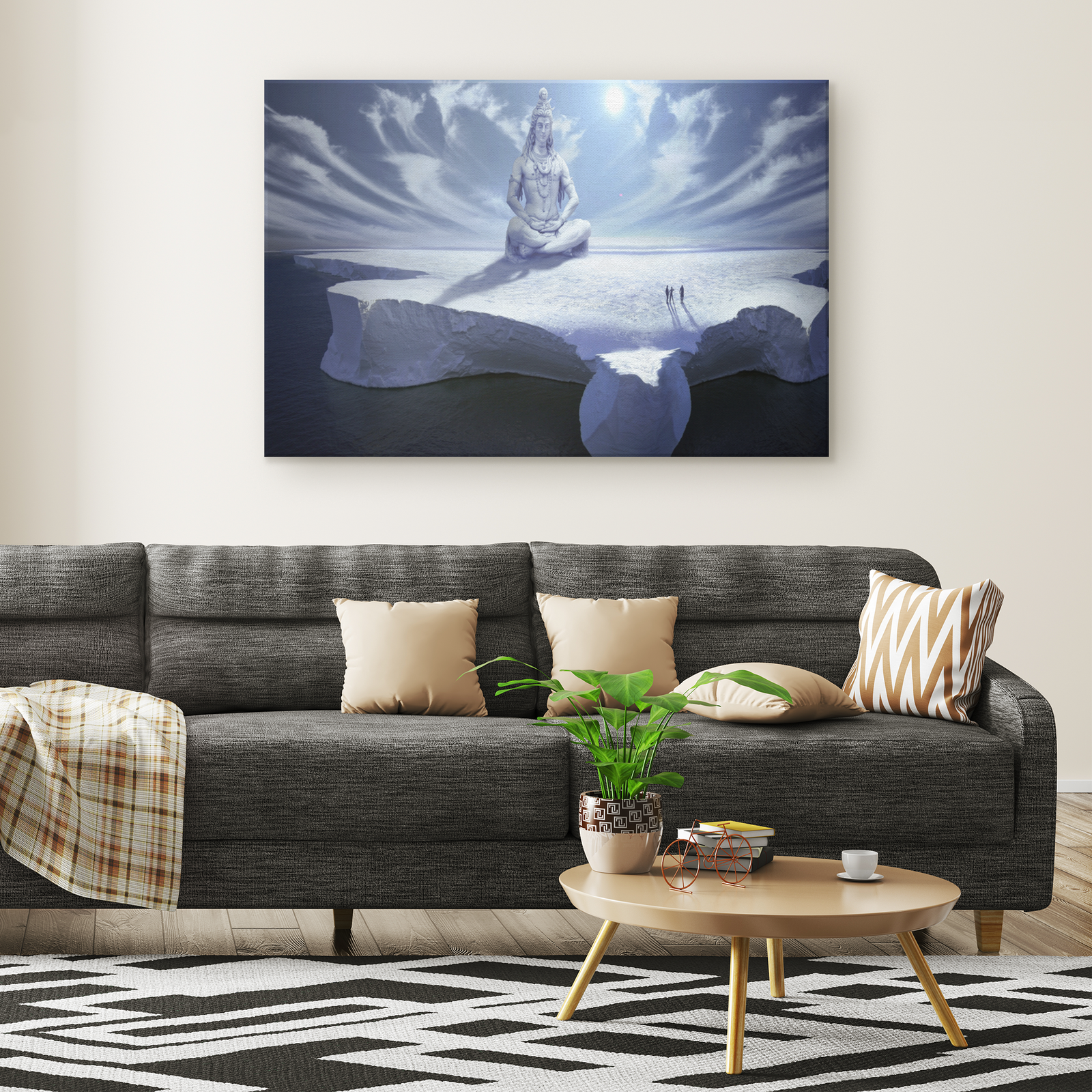 Lord Shiva - Indian God Meditating - Rectangle Gallery Canvas  Art