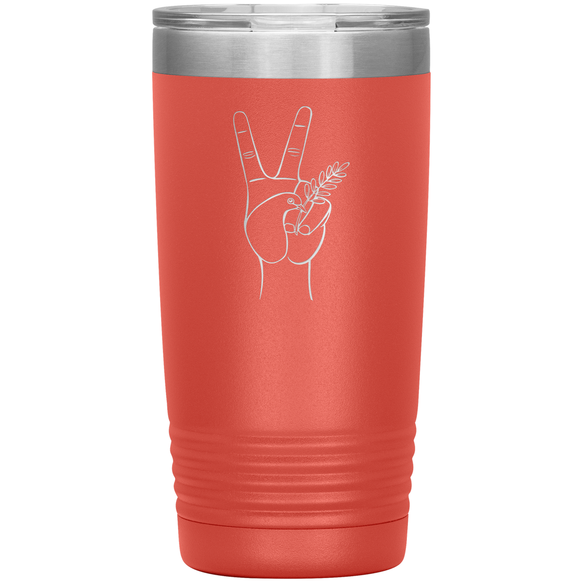 Dove hand peace symbol 20 oz stainless steel Vacuum insulated hot and cold beverage Tumbler