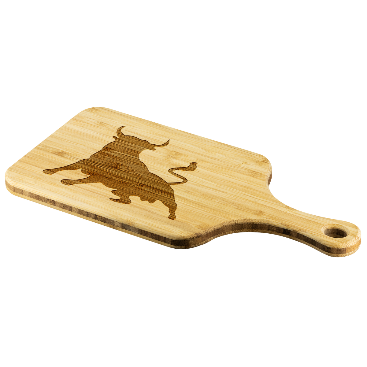 Wall Street bull - Wood cutting board with handle