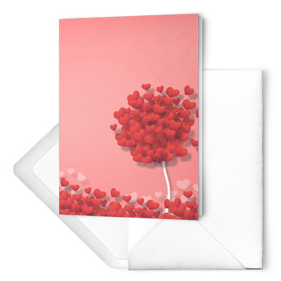 Two trees full of hearts - Folded Greeting card (Pack of 10/30/50 pcs)