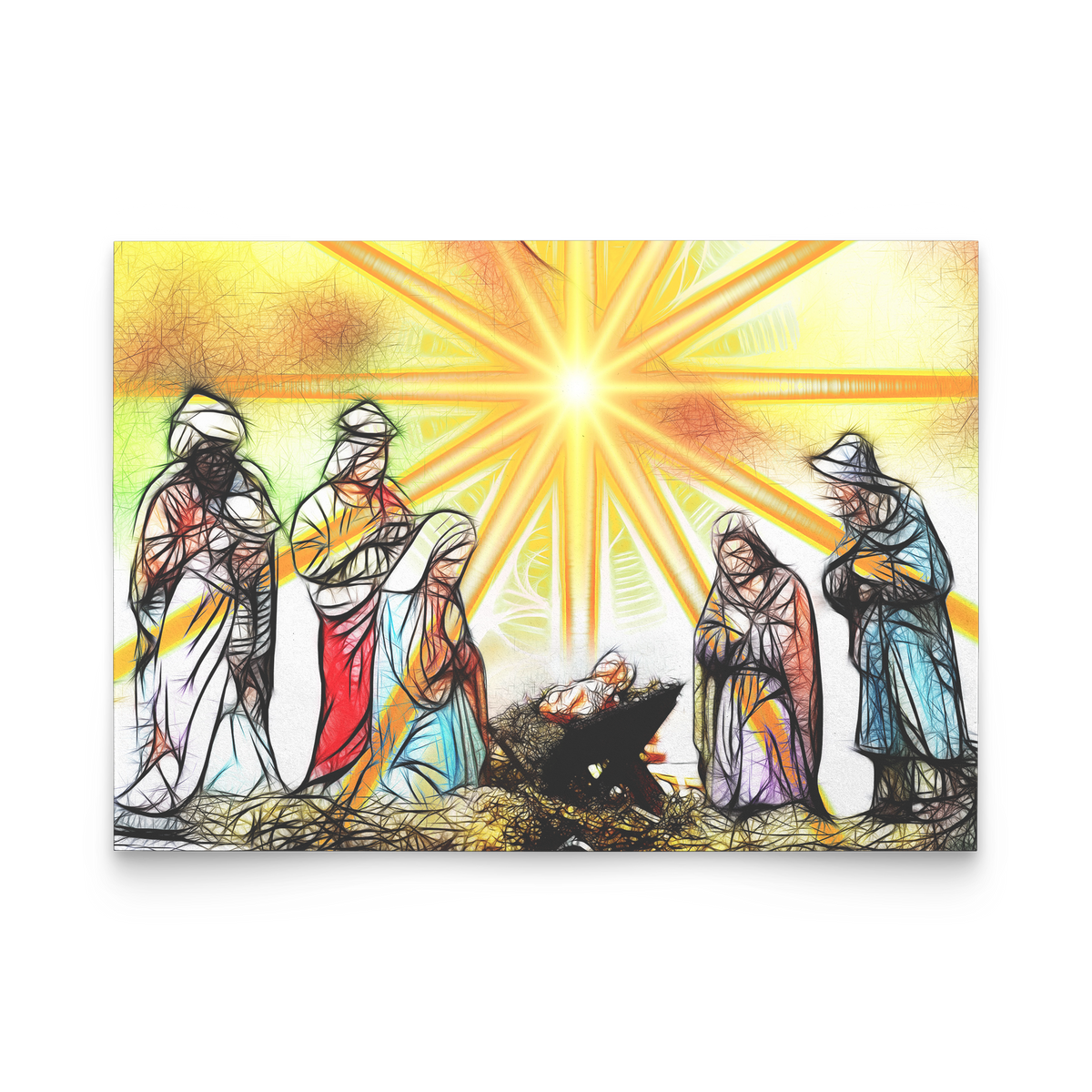 The birth of Jesus - Flat Greeting Card (Pack of 10/30/50 pcs)