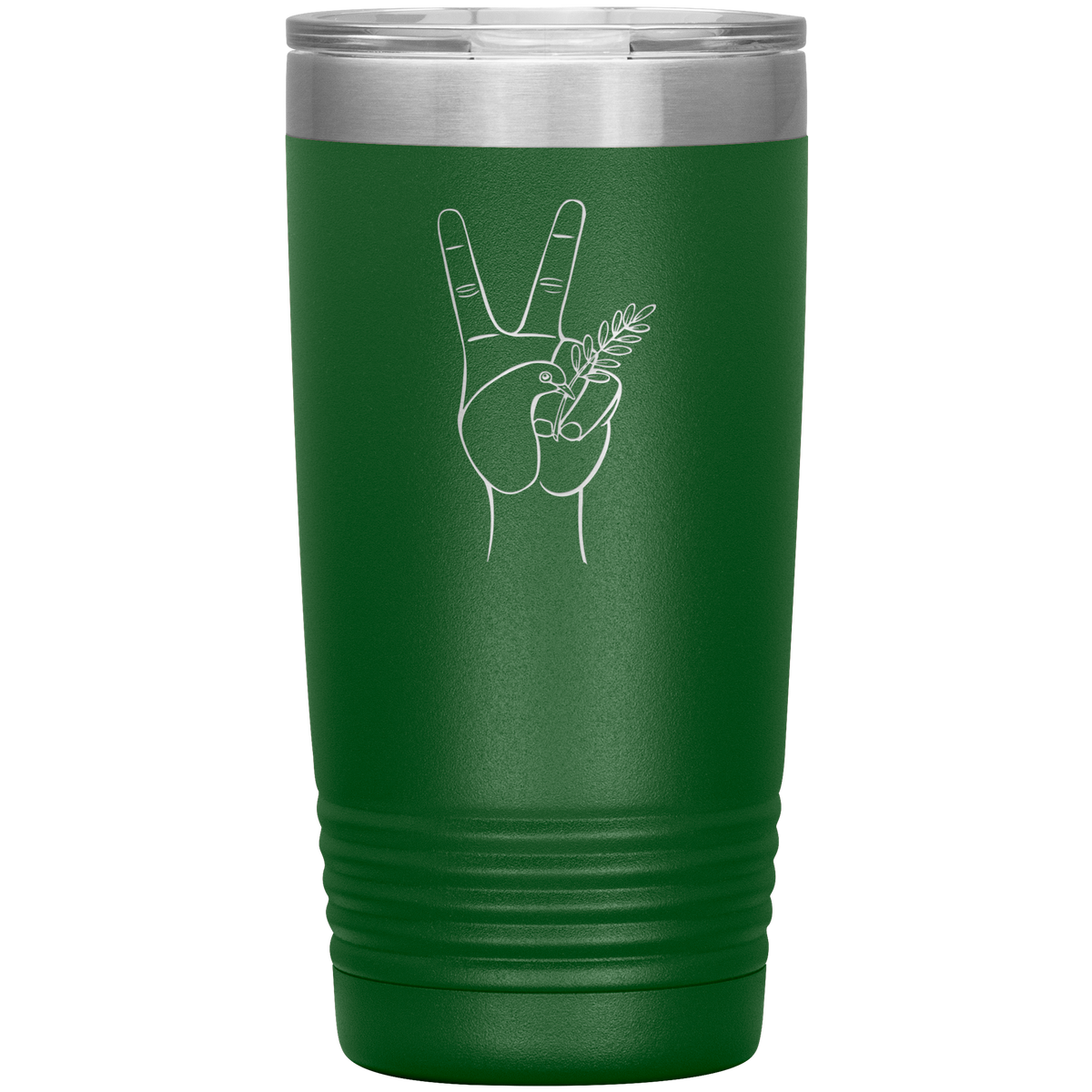 Dove hand peace symbol 20 oz stainless steel Vacuum insulated hot and cold beverage Tumbler