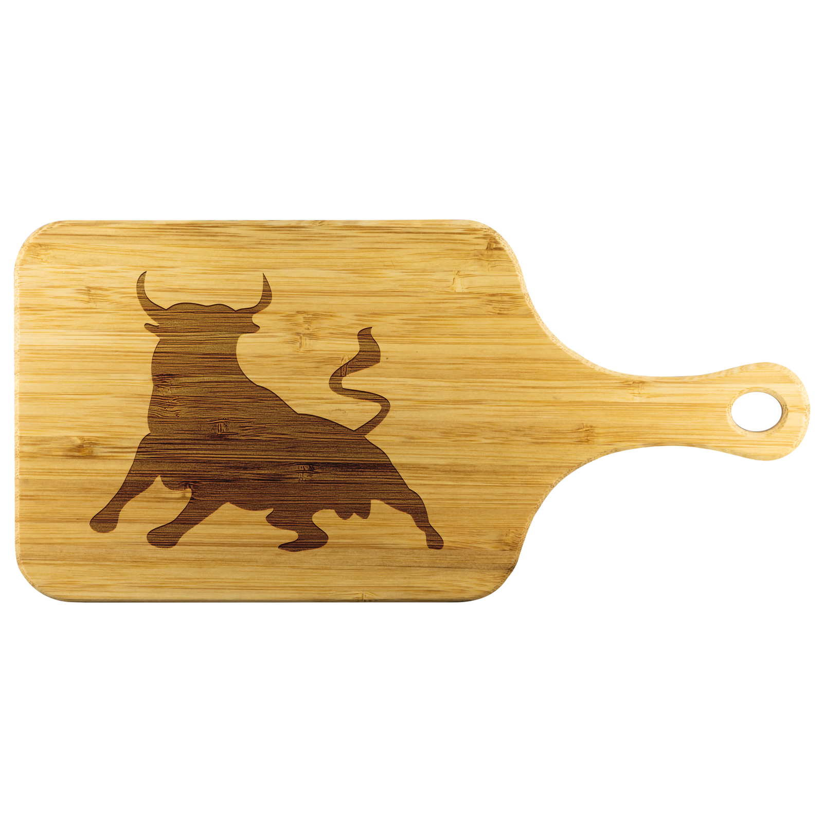 Wall Street bull - Wood cutting board with handle