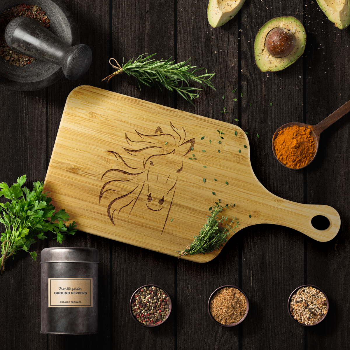 Horse - Wood Cutting Board With Handle