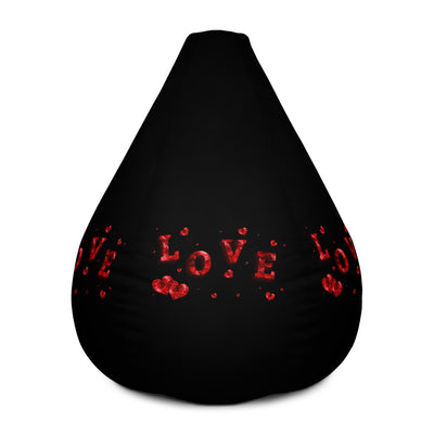 Love hearts black and red Bean Bag Chair w/ filling