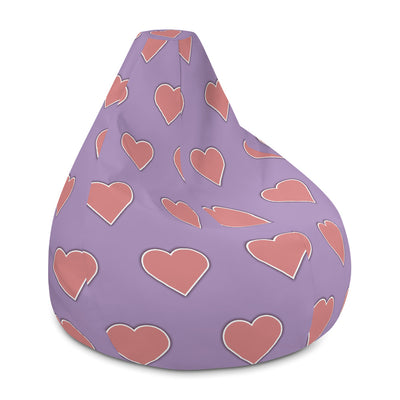 Hearts Purple Bean Bag Chair w/ filling