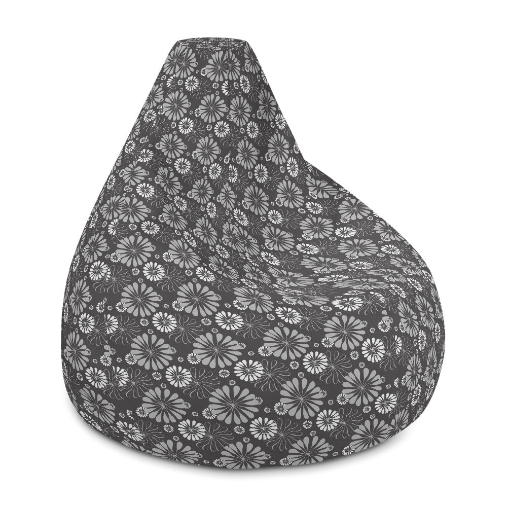 Grey Floral Bean Bag Chair w/ filling