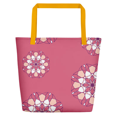 Pink Kaleidoscope Beach Bag