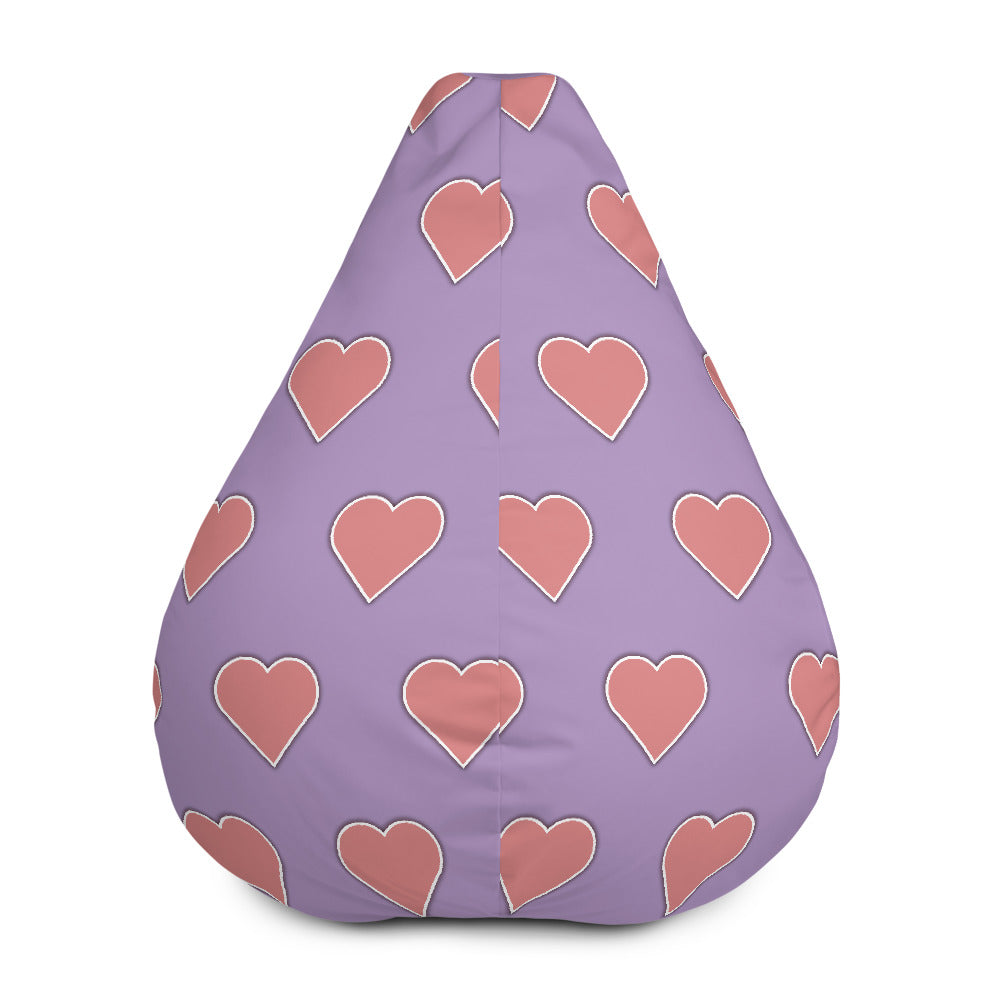 Hearts Purple Bean Bag Chair w/ filling