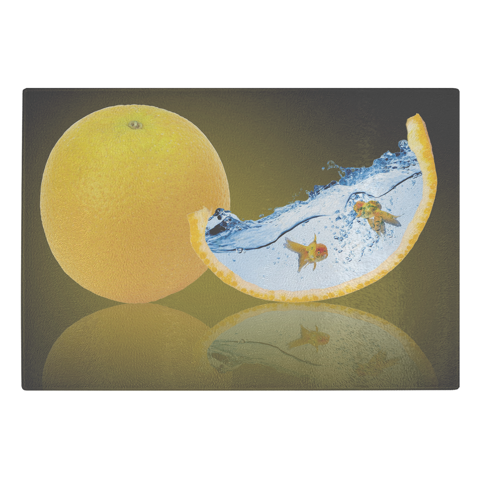 The fantasy Orange and gold fish - Glass cutting board