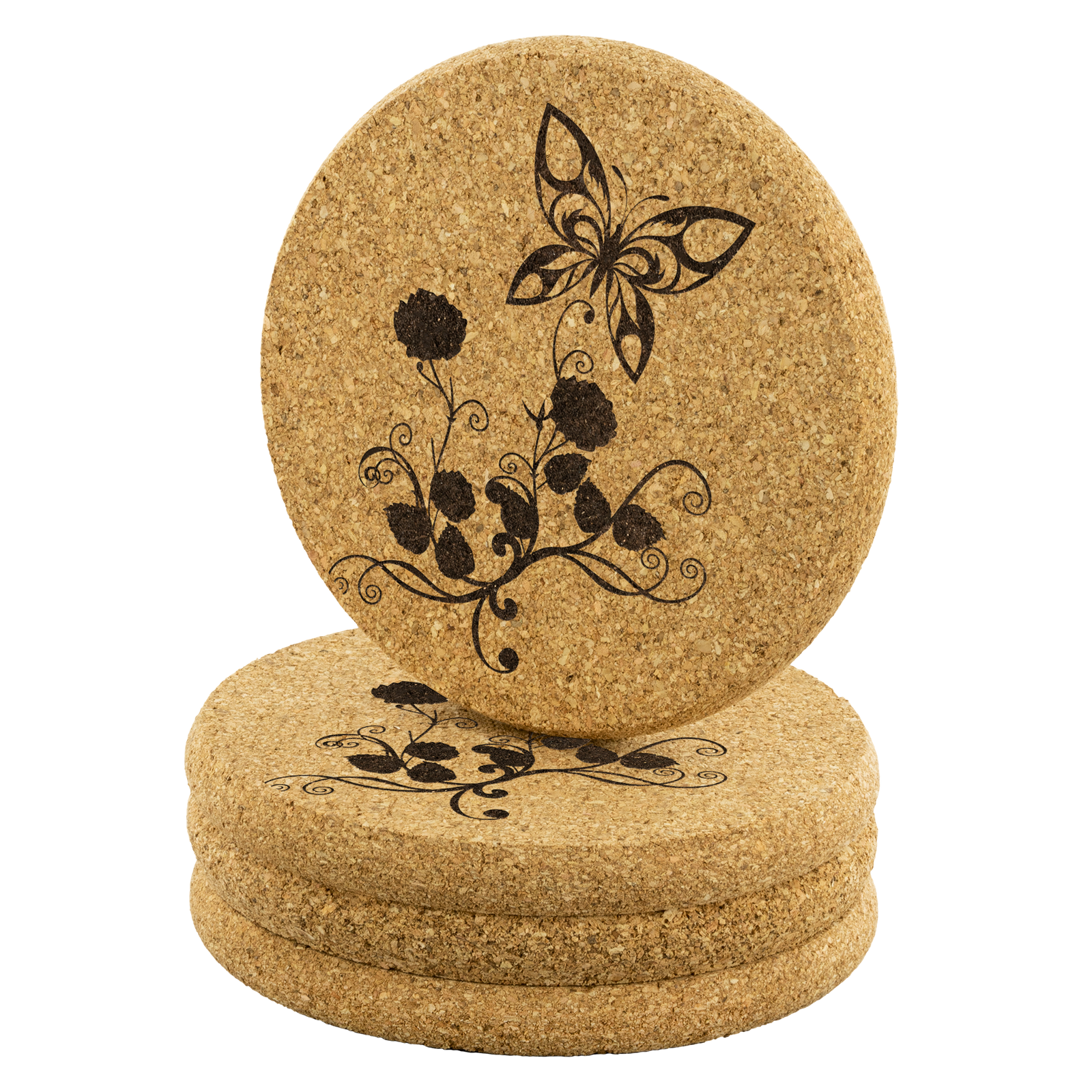Butterfly - Round Cork coaster (set of 4)