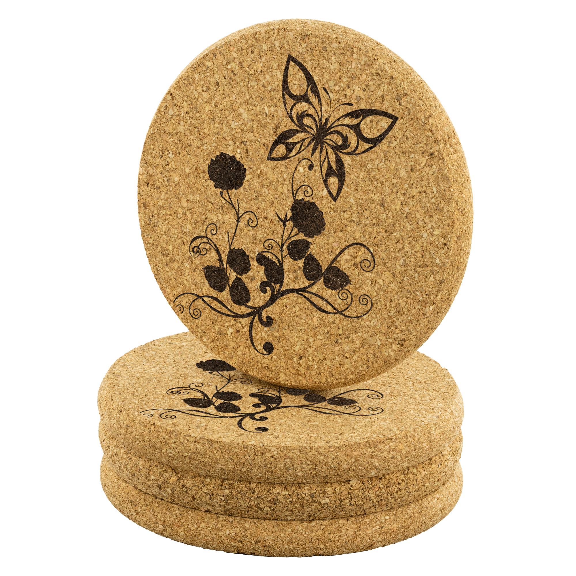 Butterfly - Round Cork coaster (set of 4)