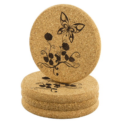 Butterfly - Round Cork coaster (set of 4)