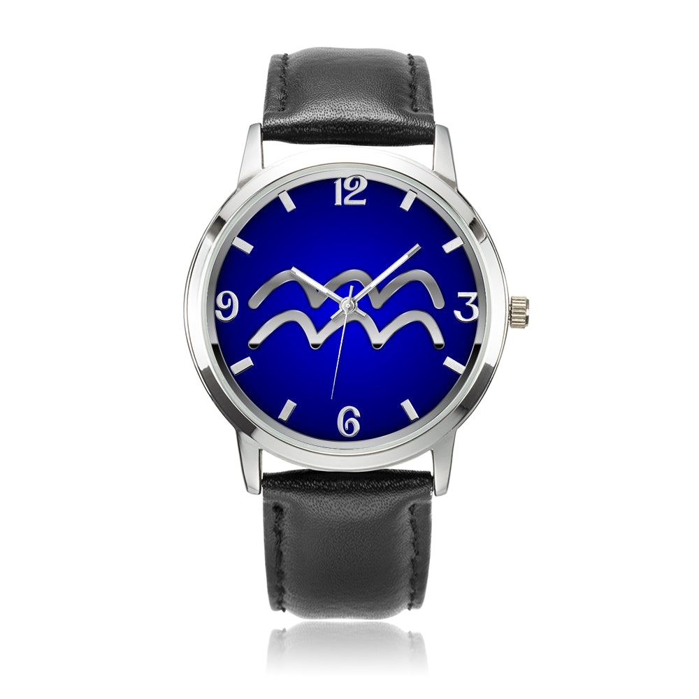 Zodiac Aquarius design genuine Leather 32mm / 38mm automatic water resistant Quartz wrist watch