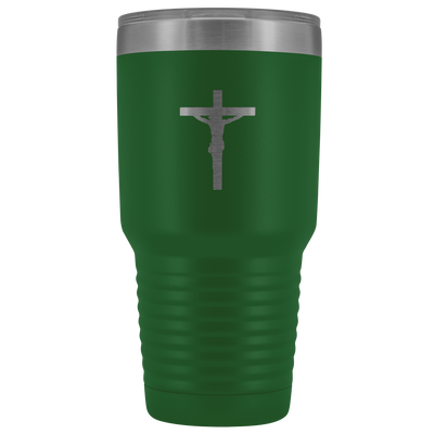 Jesus crucifixion stainless steel vacuum insulated hot and cold beverage container