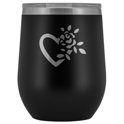 Laser etched flowering heart Wine Tumbler