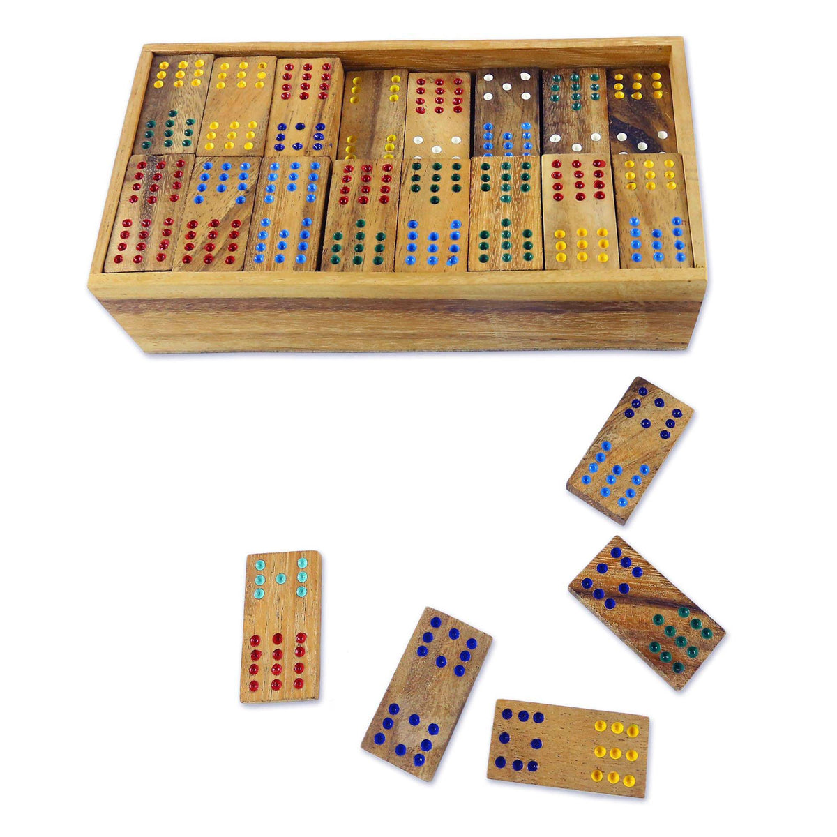 "Colorful Dominoes" Colorful Rain Tree Wood Domino Set Game handmade