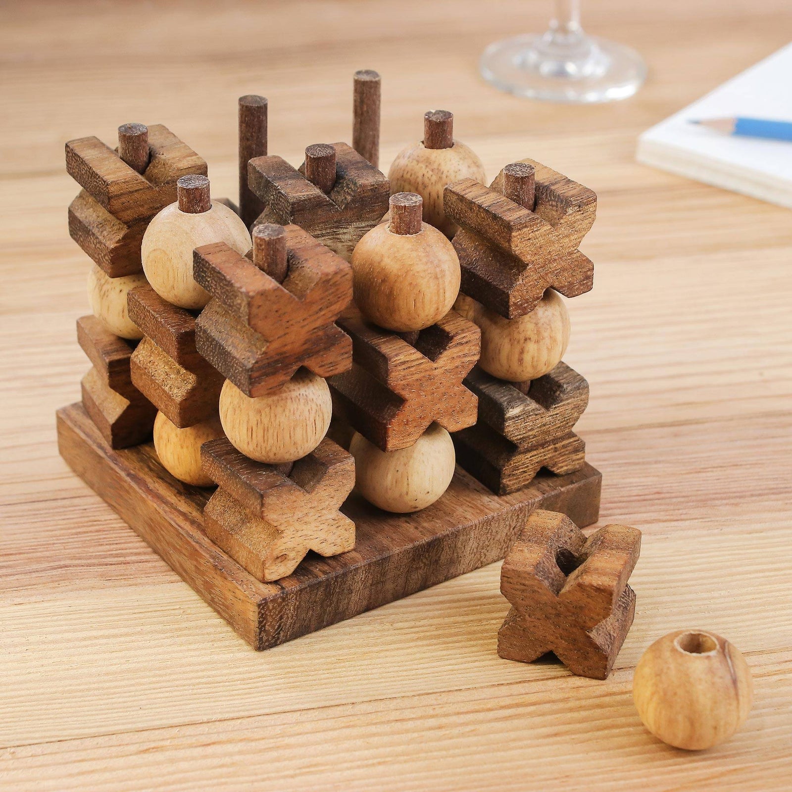Hand Made Wood Game "3D Tic Tac Toe"