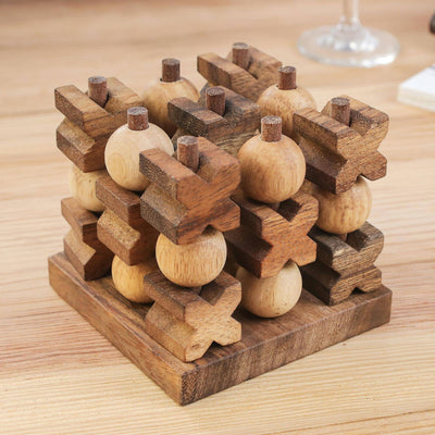 Hand Made Wood Game "3D Tic Tac Toe"