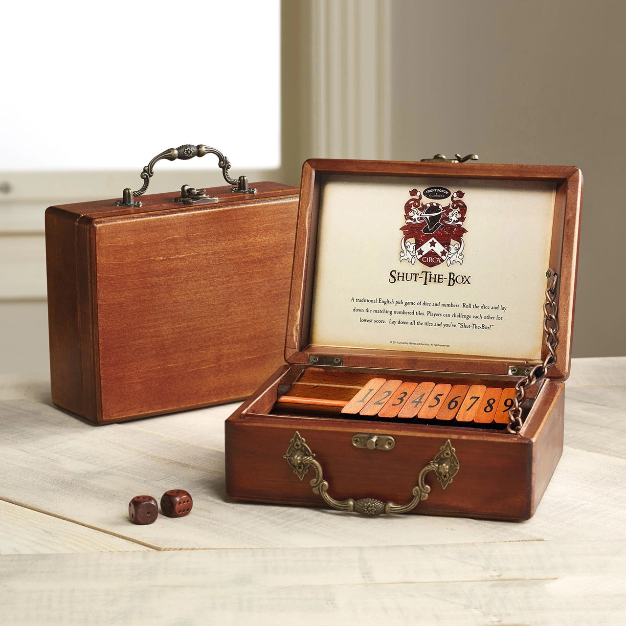 Wood and metal Shut the Box Game