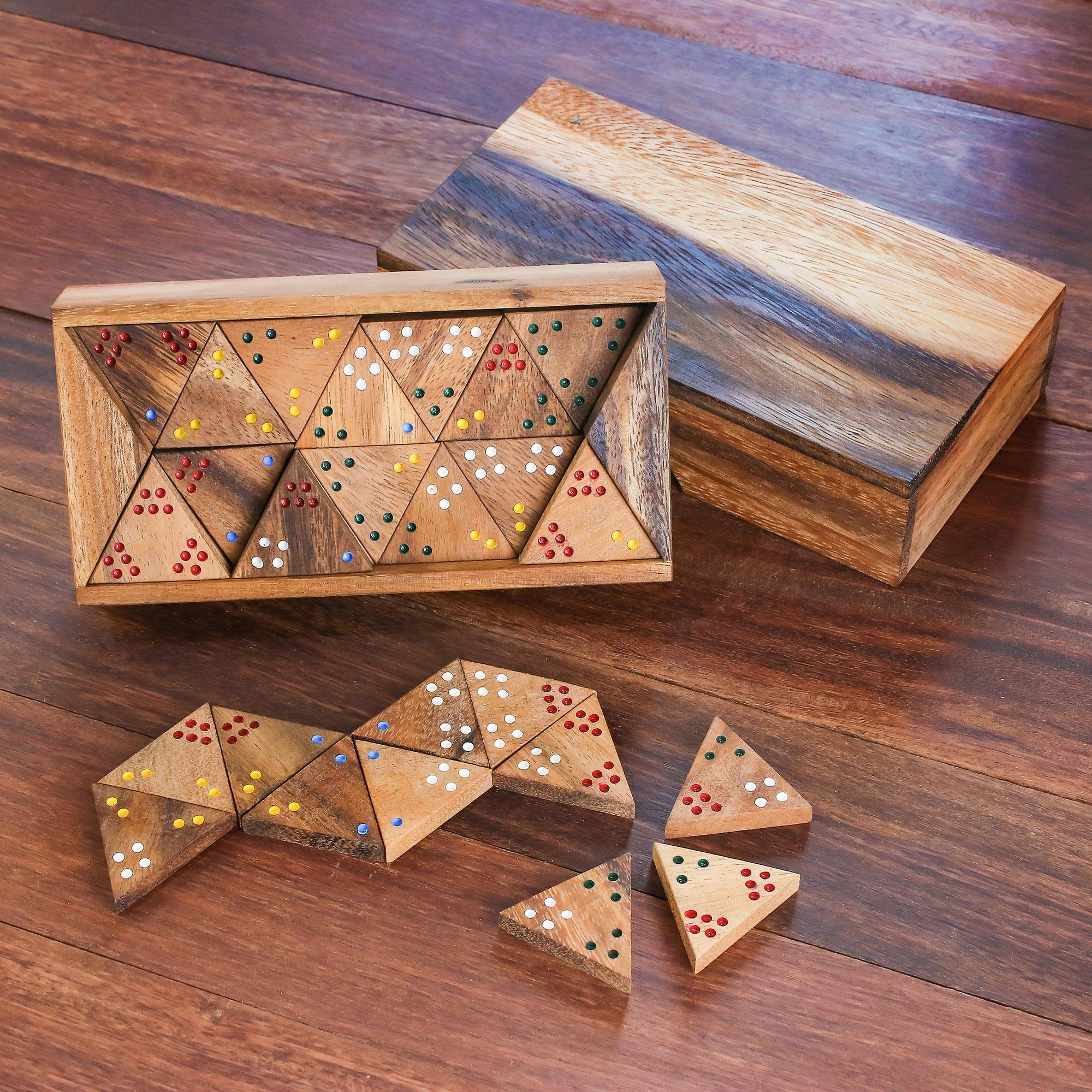 "Triple Threat" Hand Crafted Wood 3-Sided Domino Set