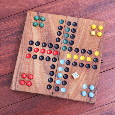 "Ludo" - Handcrafted Folding Wood Ludo Game