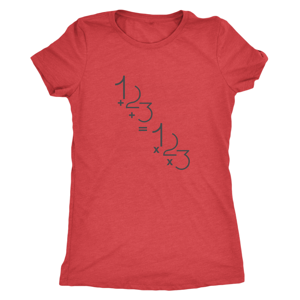 1+2+3=1x2x3 - Addition is equal to multiplicaiton - Math - Triblend T-Shirt