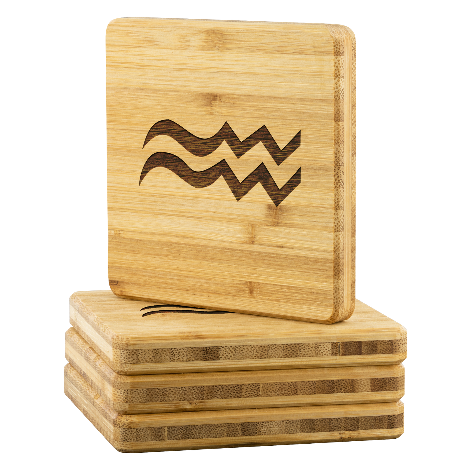 Zodiac Aquarius Bamboo Coaster (set of 4)