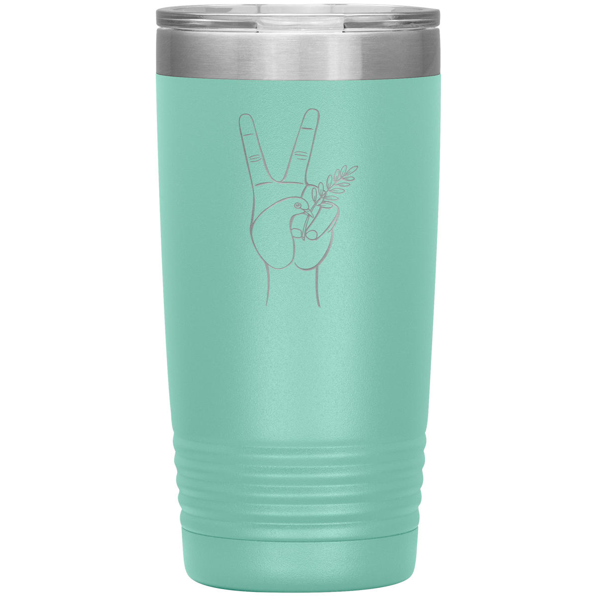 Dove hand peace symbol 20 oz stainless steel Vacuum insulated hot and cold beverage Tumbler