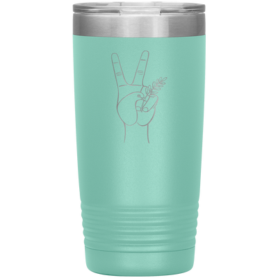 Dove hand peace symbol 20 oz stainless steel Vacuum insulated hot and cold beverage Tumbler