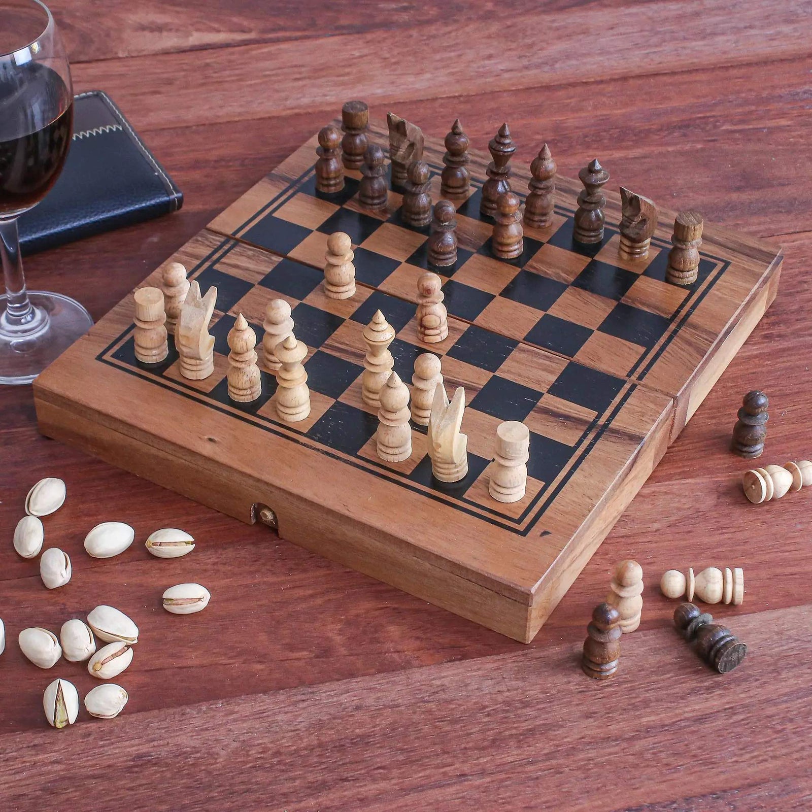 Raintree Wood Chess and Backgammon Handmade Game