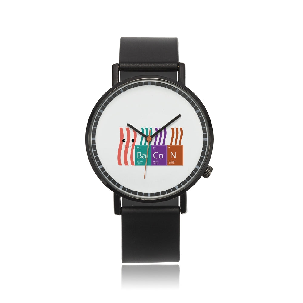 Bacon periodic table - Genuine Leather Strap Water-resistant Automatic Watch
