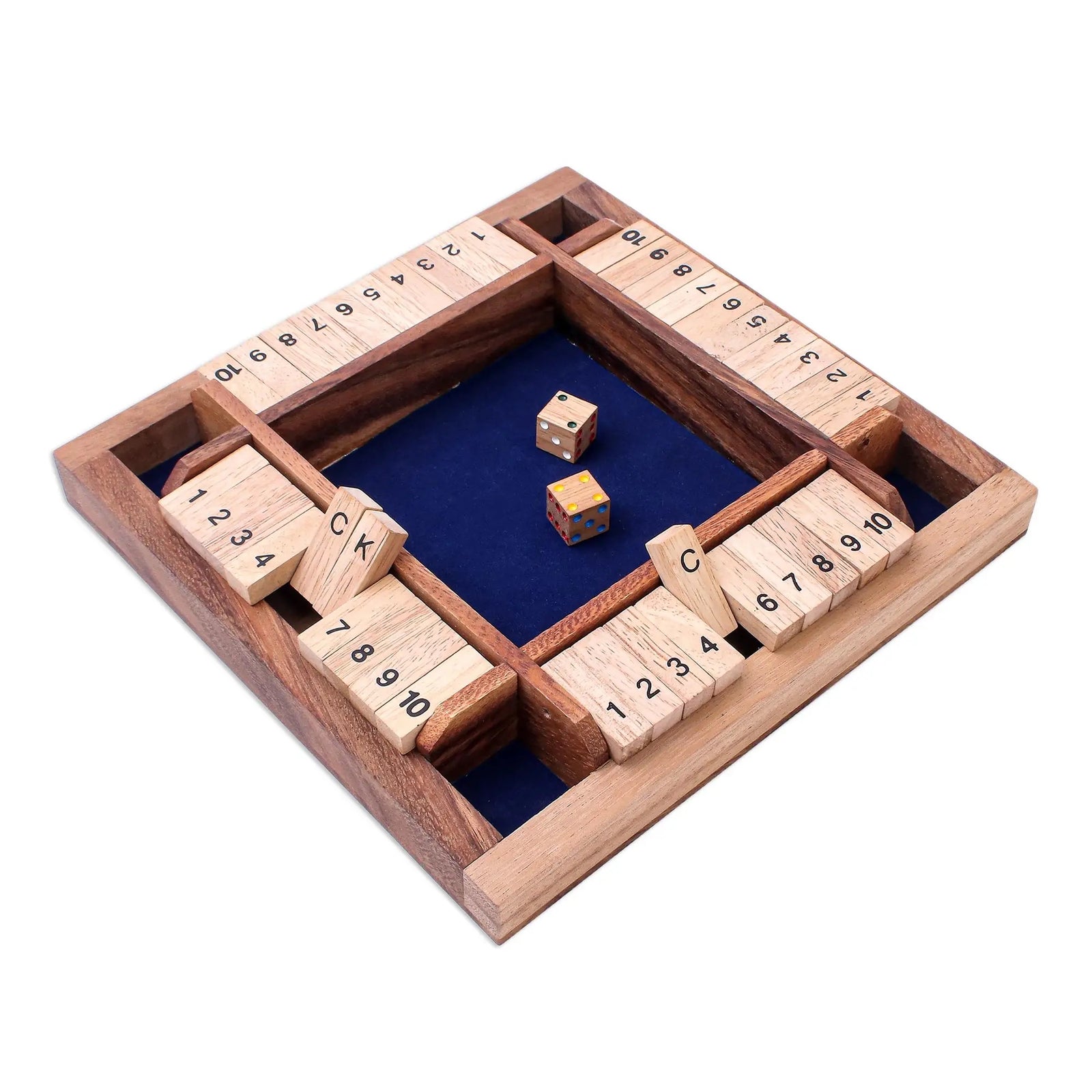 Handcrafted Rain Tree Wood Shut The Box Game