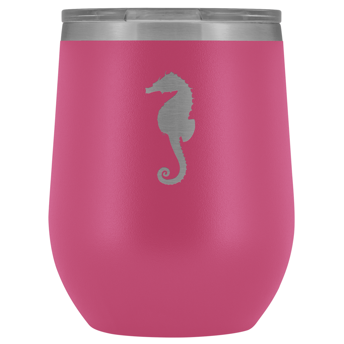 Sea horse stainless steel vacuum insulated Stemless Wine Tumbler with clear lid