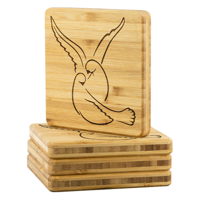 Dove in love - Bamboo coaster (set of 4)