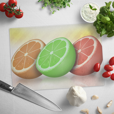 The colorful citrus - Glass cutting board