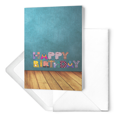 Happy Birthday day Tulip wall - Folded Greeting Card (Pack of 10/30/50 pcs)