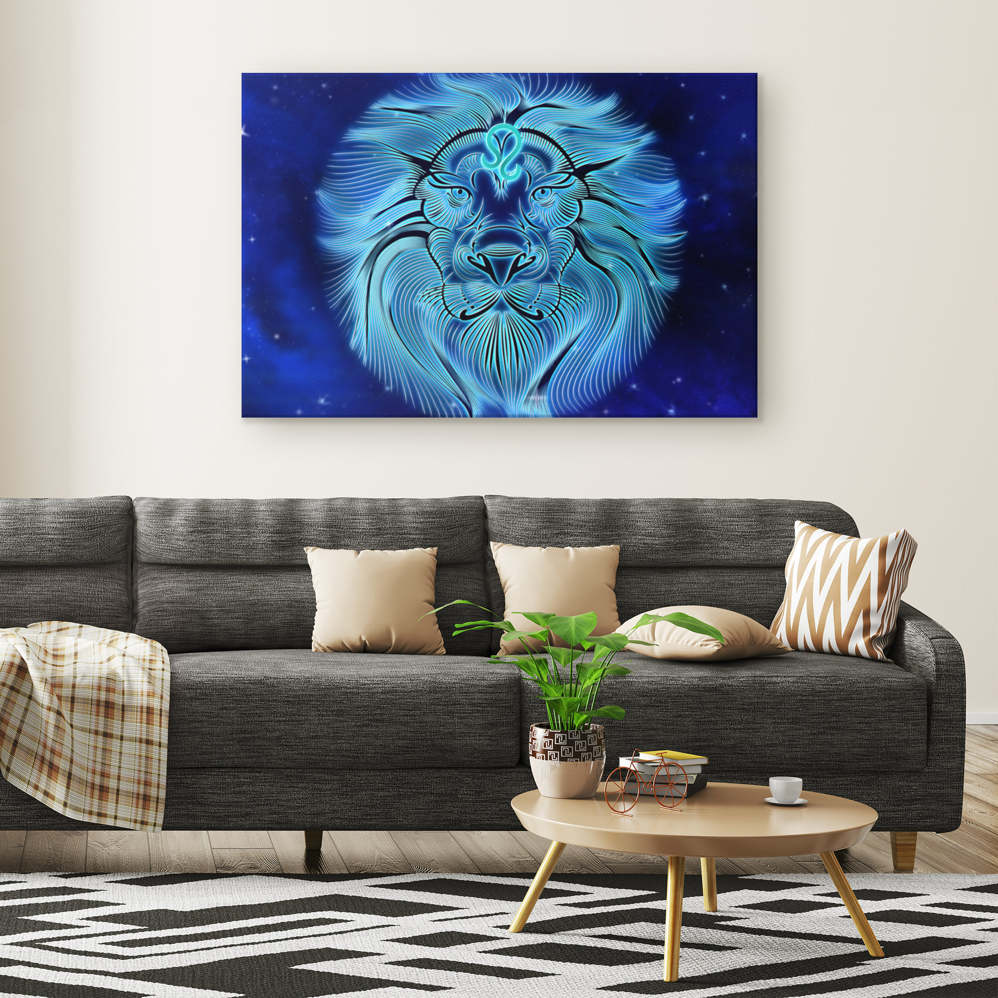 Zodiac Leo Lion face Canvas Wrap wall art