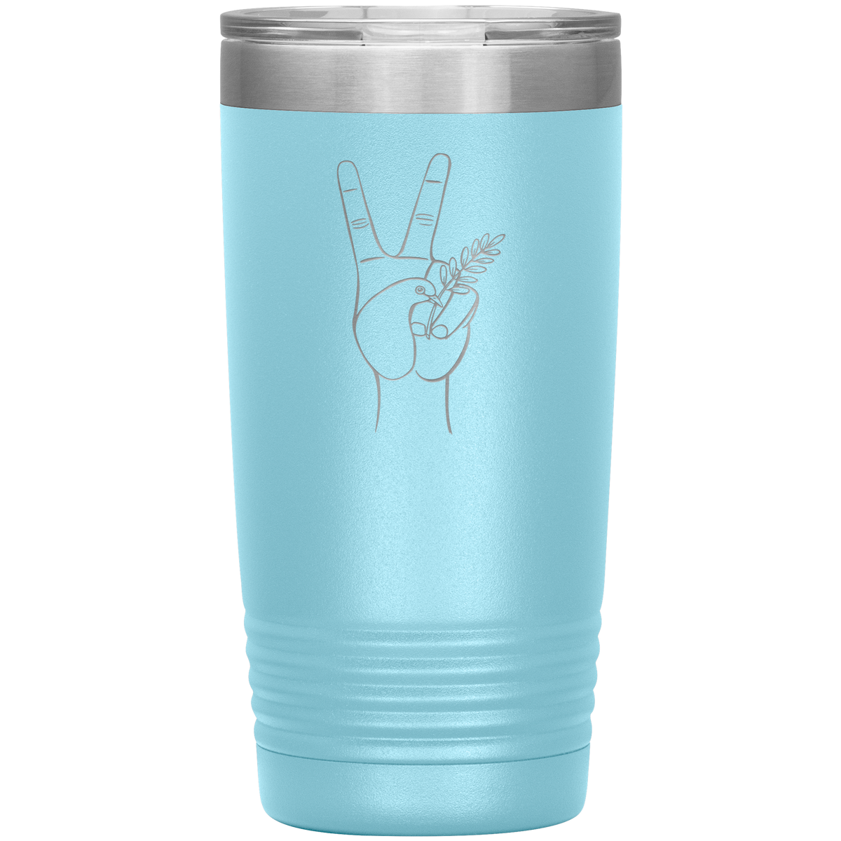 Dove hand peace symbol 20 oz stainless steel Vacuum insulated hot and cold beverage Tumbler