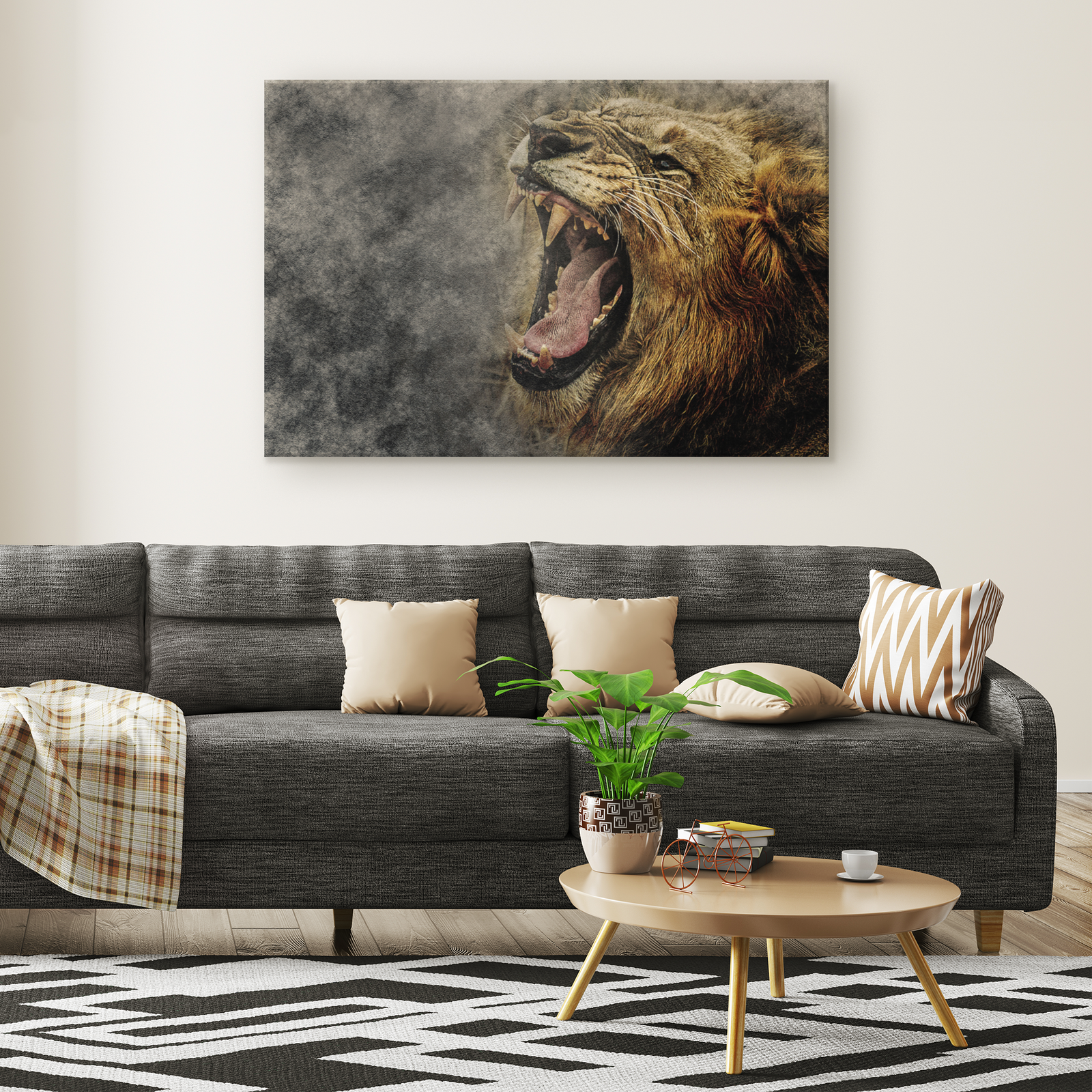 Roaring Lion - Rectangle Gallery Canvas Art