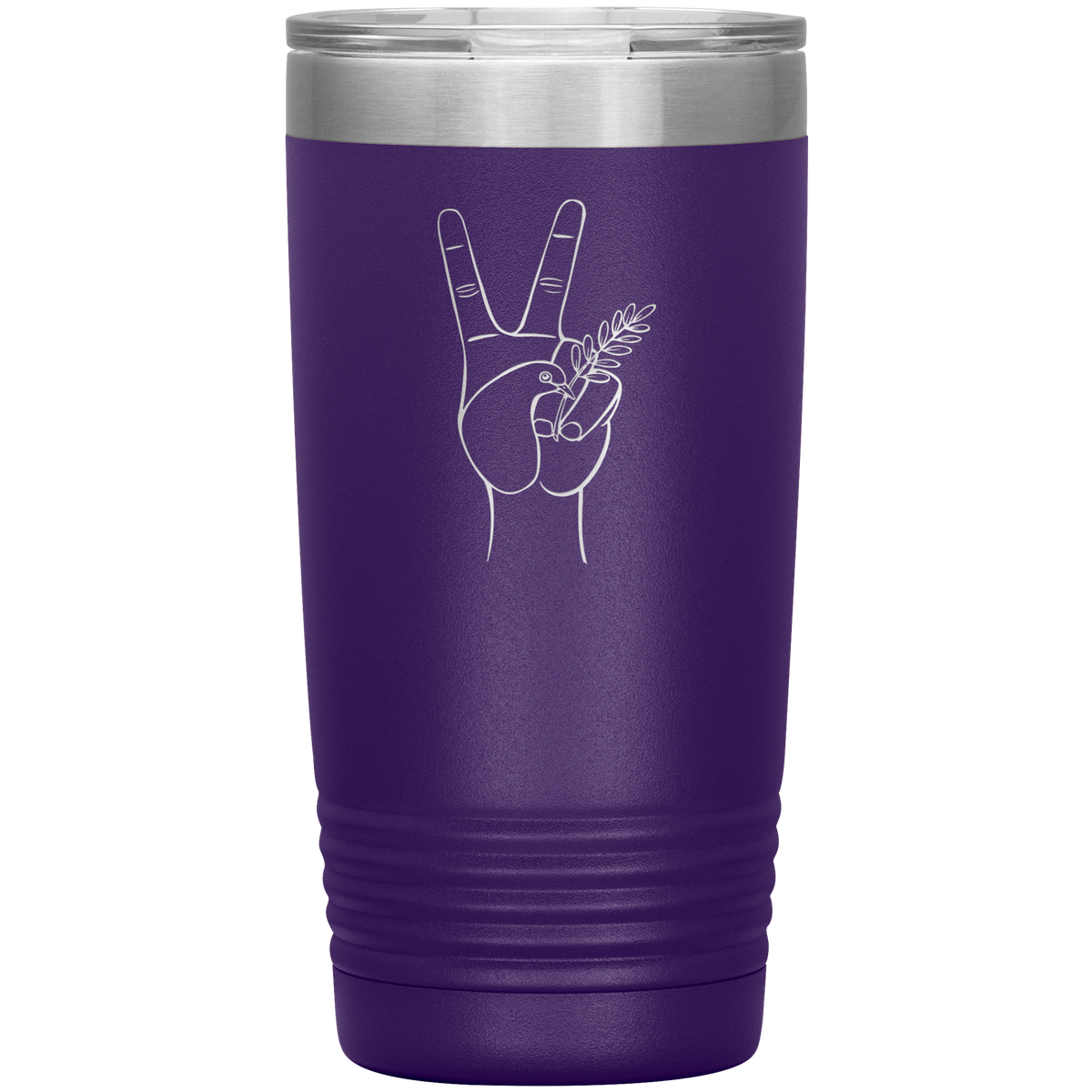 Dove hand peace symbol 20 oz stainless steel Vacuum insulated hot and cold beverage Tumbler