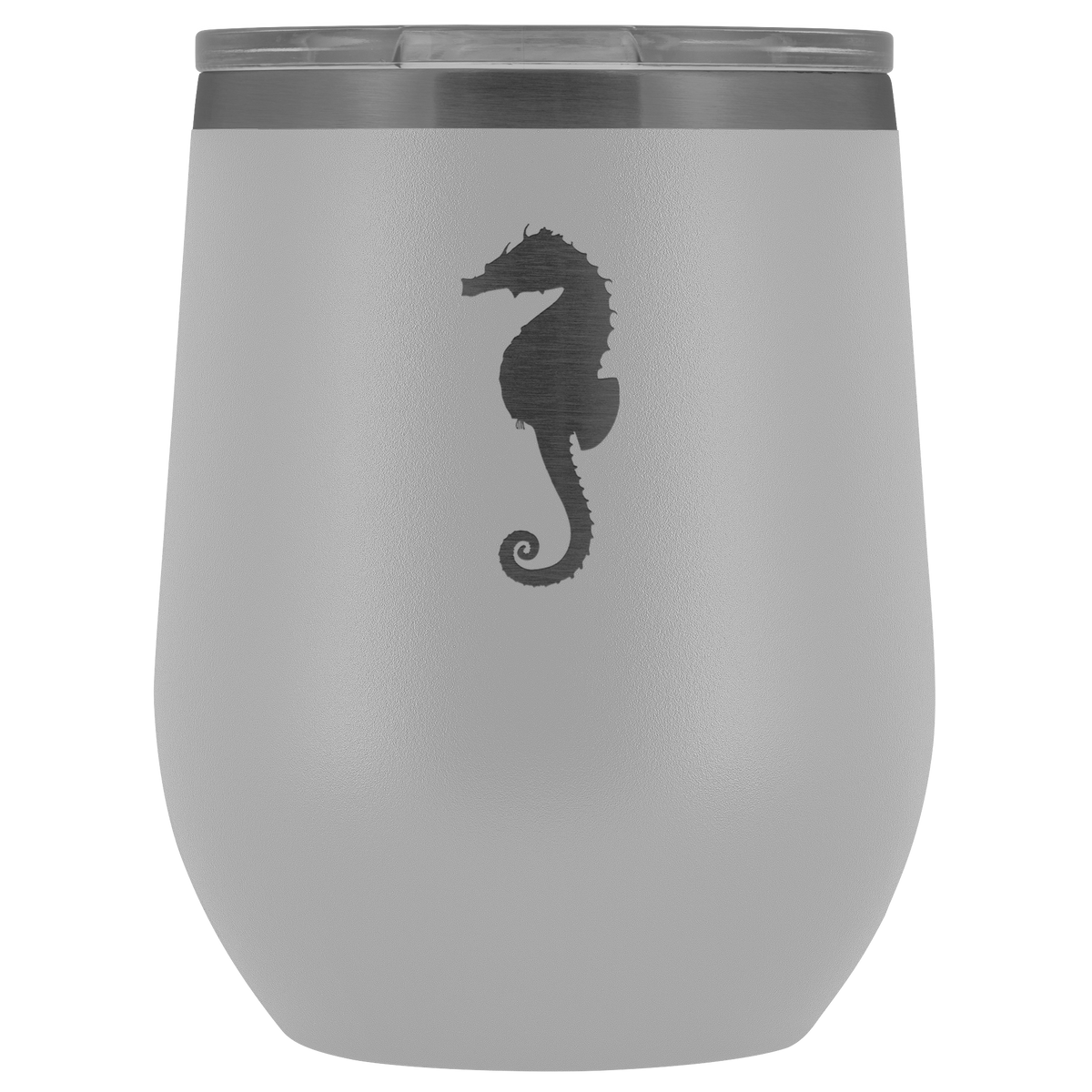 Sea horse stainless steel vacuum insulated Stemless Wine Tumbler with clear lid