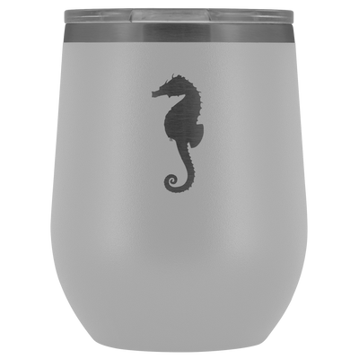 Sea horse stainless steel vacuum insulated Stemless Wine Tumbler with clear lid